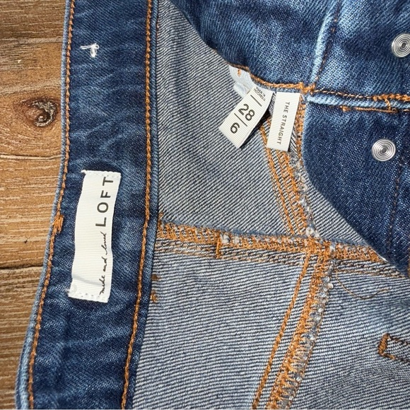 LOFT High Rise Straight Leg Jeans Medium Blue Utility - Picture 7 of 13